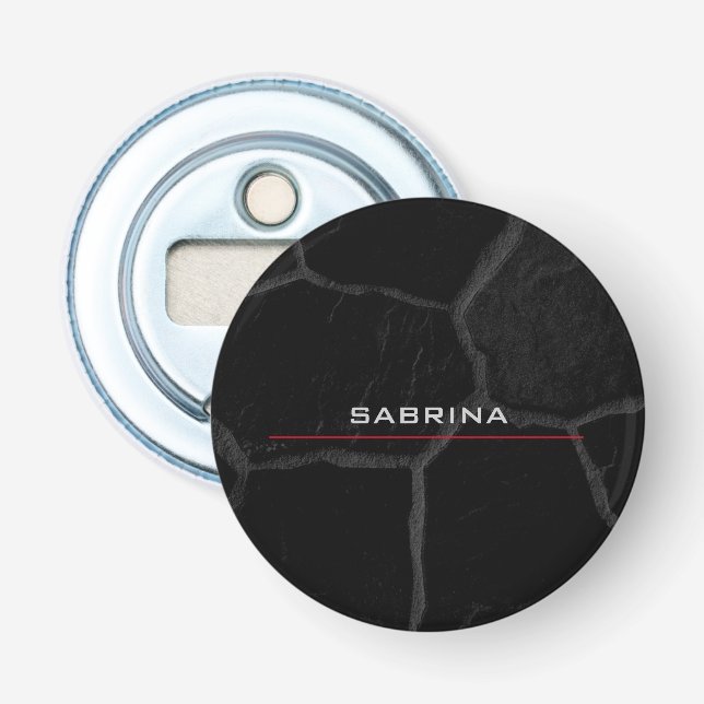 Elegant Black Stone Minimalist Stylish Modern Bottle Opener (Front)