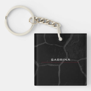 Elegant Black Stone Minimalist Stylish Modern Keychain
