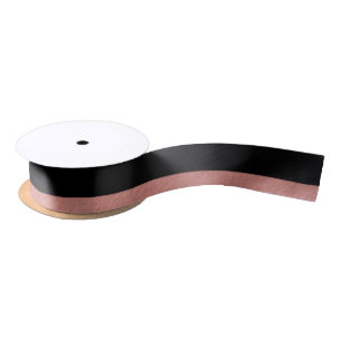 Elegant Black Stripes Coral Pink Foil Printed Satin Ribbon