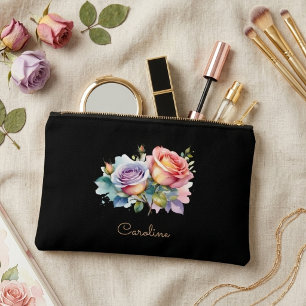  Elegant Black Stylish Floral Boho Cute  Accessory Pouch
