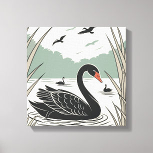 Elegant Black Swan Canvas Print