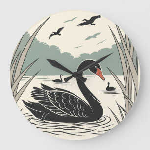 Elegant Black Swan Wall Clock