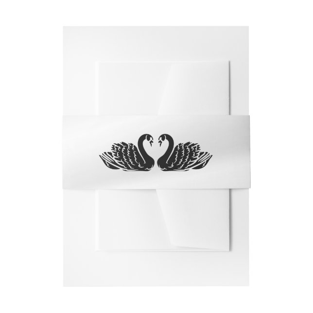 Elegant Black Swans Wedding Invitation Belly Band (Front Example)