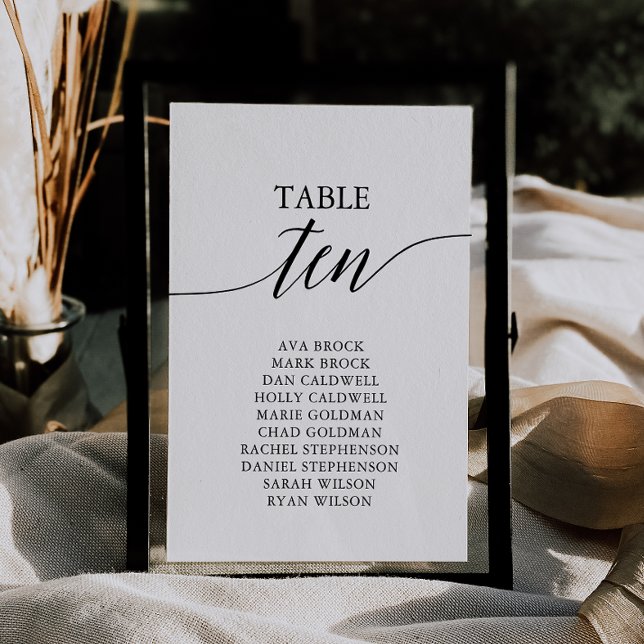 Elegant Black Table Number 10 Seating Chart (Creator Uploaded)