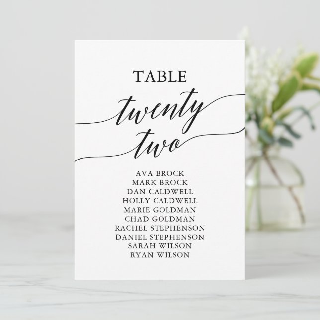 Elegant Black Table Number 22 Seating Chart (Standing Front)