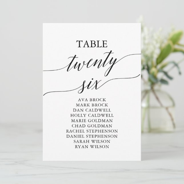 Elegant Black Table Number 26 Seating Chart (Standing Front)