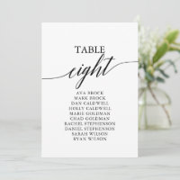 Elegant Black Table Number 8 Seating Chart