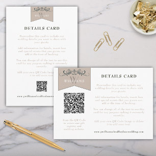 Elegant Black Tan Chapter Page Wedding Card Insert