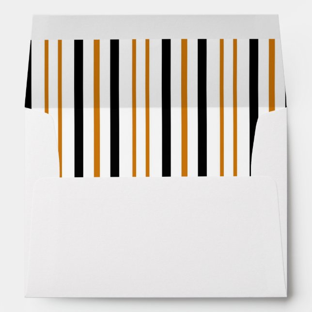 Elegant Black Terracotta Stripes Wedding  Envelope (Back (Bottom))