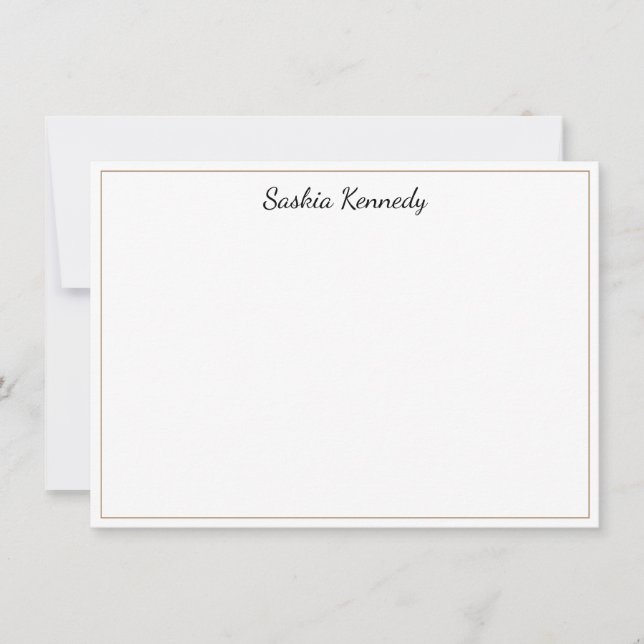Elegant Black Text Light Brown Border Personalized Card (Front)