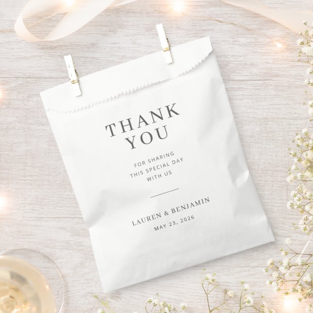 Elegant Black Thank You Note Favour Bag (Clipped)