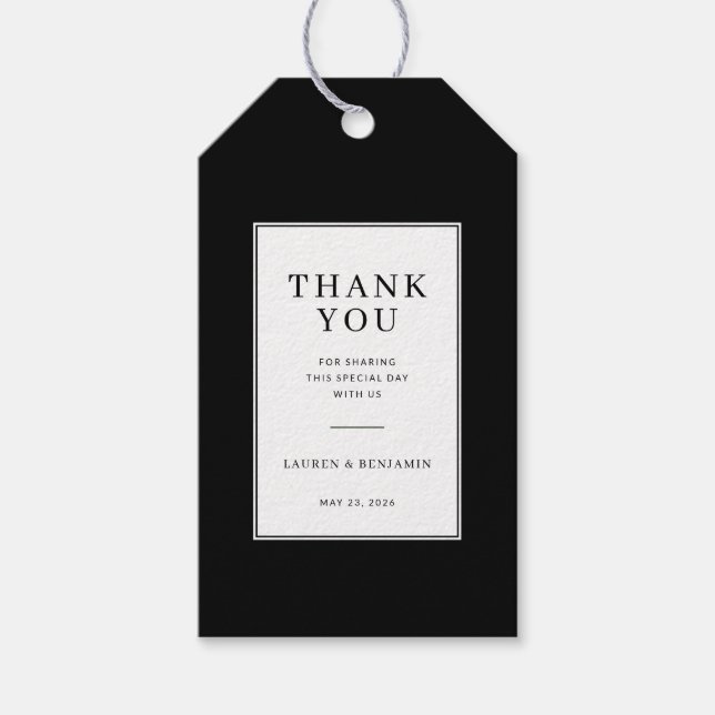 Elegant Black Thank You Tag (Front)