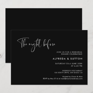 Elegant Black The night before rehearsal dinner Invitation