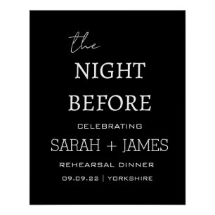 Elegant Black The Night Before Rehearsal Dinner Poster