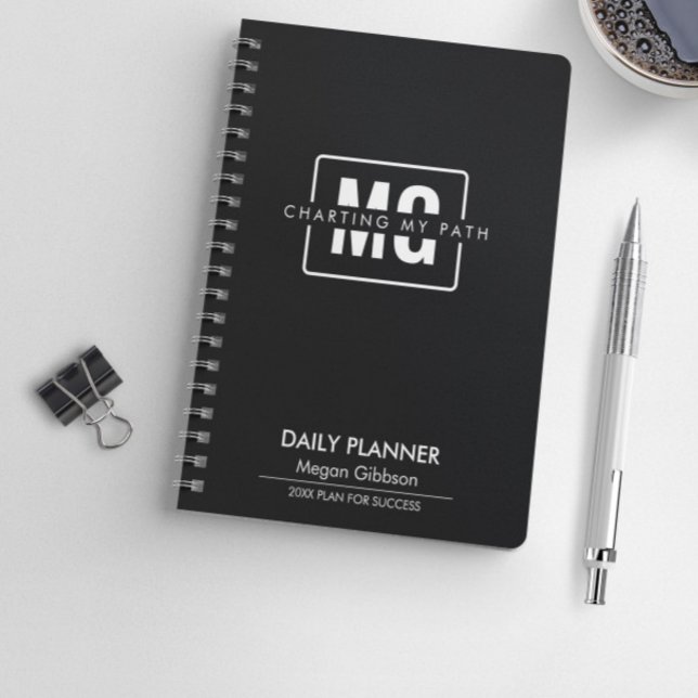 Elegant Black Themed Modern Monogram Name Initials Planner (Creator Uploaded)