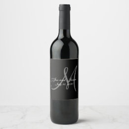 Elegant Black Tie Affair Monogram Names Wedding Wine Label
