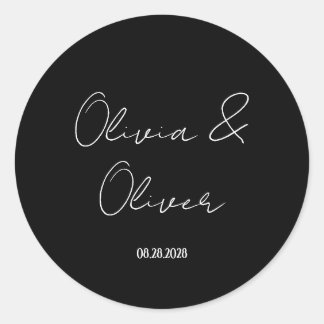 Elegant Black Tie Wedding Classic Round Sticker