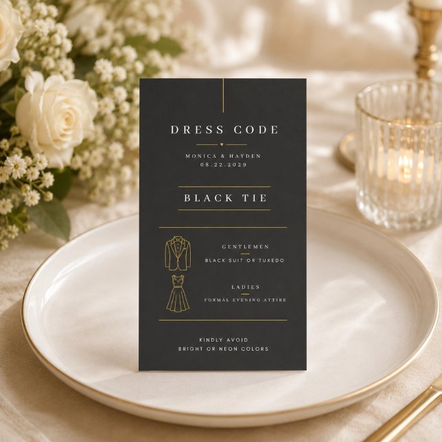 Elegant Black Tie Wedding Dress Code Card (Creator Uploaded)