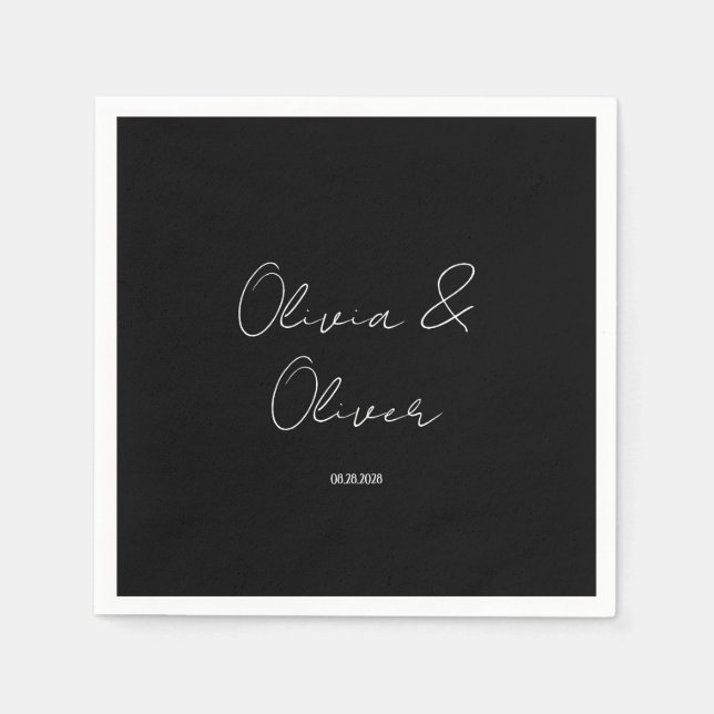 Elegant Black Tie Wedding Napkin (Front)