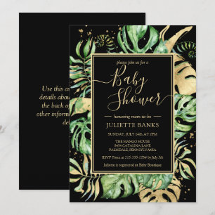 Elegant Black Tropical Gender Neutral Baby Shower Invitation