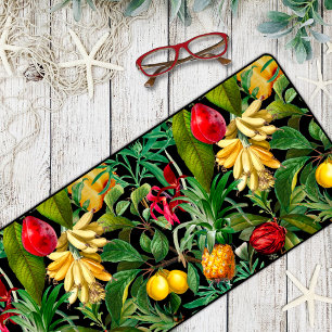Elegant black tropical leaves fruits pattern  desk mat
