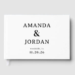Elegant Black Typographic Minimalist Guest Book