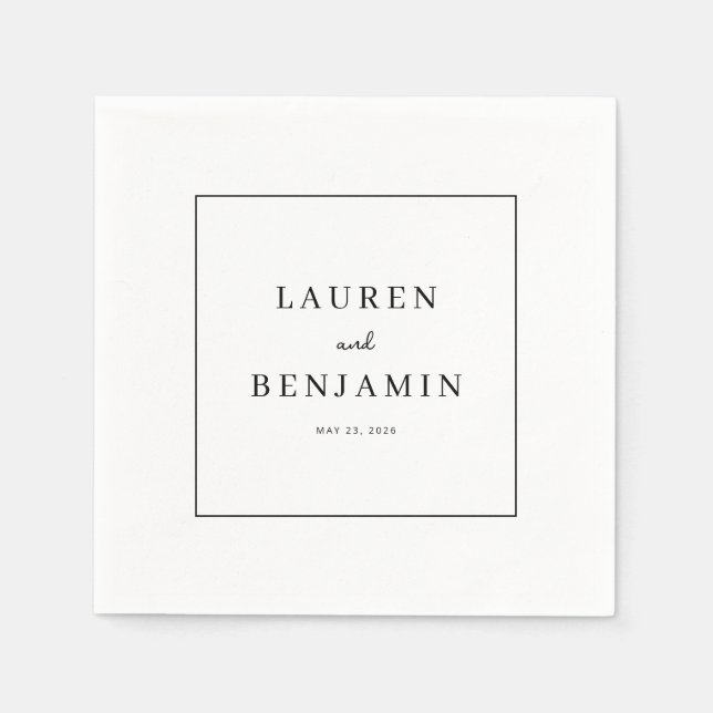 Elegant Black Typographic Napkin (Front)