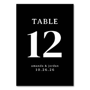 Elegant Black Typographic Table Sign Number