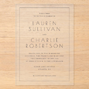 Elegant Black Typographic Wedding Acrylic Invitations