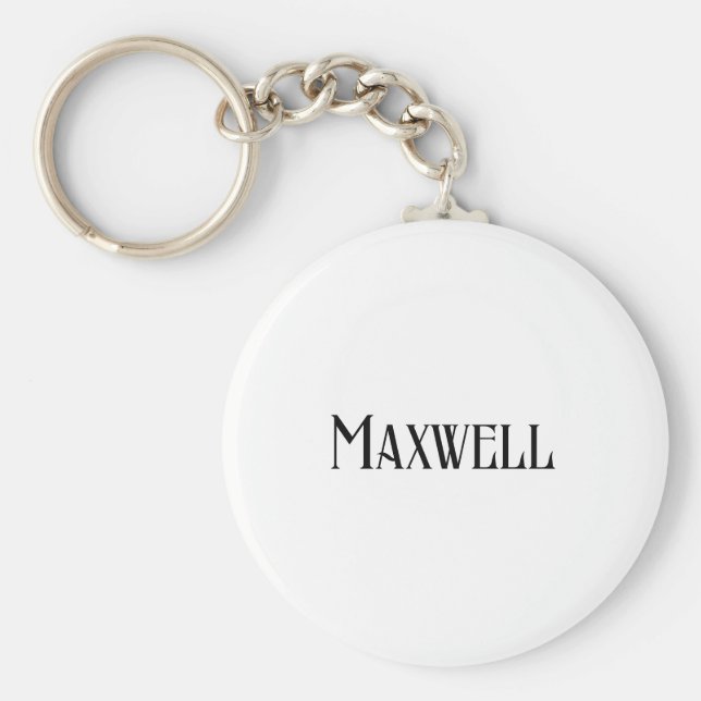 Elegant Black Typography Family Name Keychain (Front)