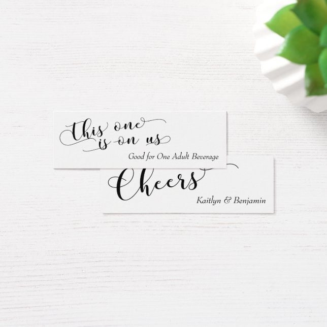 Elegant Black Typography on White Drink Tickets 2 (Desk)