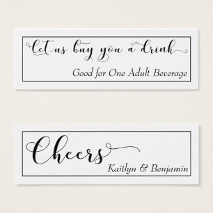 Elegant Black Typography on White Drink Tickets 2