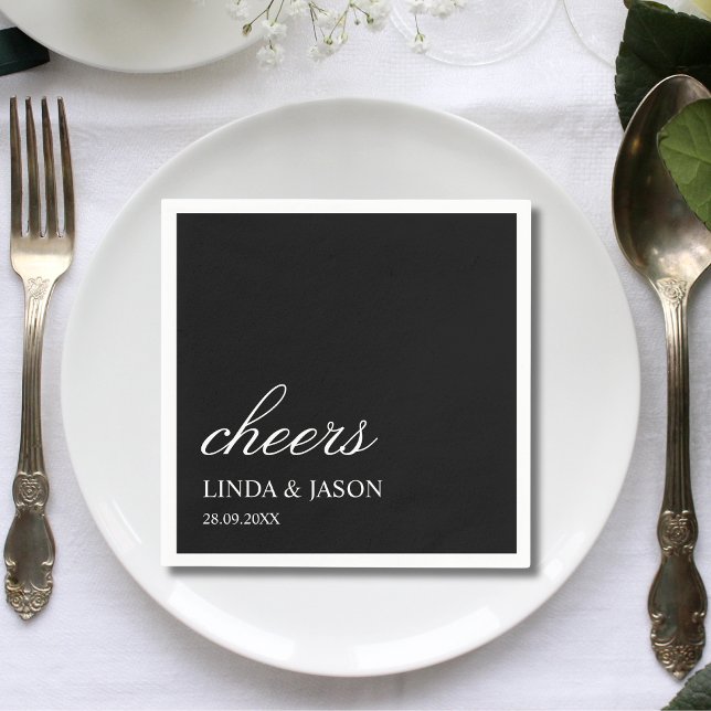 Elegant Black Typography Personalized Wedding Napkin (Creator Uploaded)
