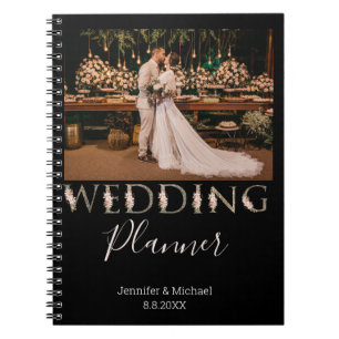 elegant black typography photo wedding planner   notebook
