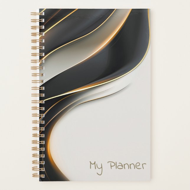 Elegant Black Vail Personalized  Planner (Front)