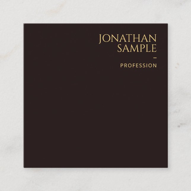 Elegant Black Velvet Gold Look Text Font Modern Square Business Card (Front)