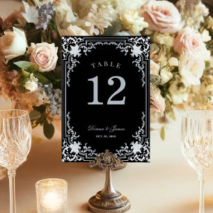 Elegant Black Victorian Antique Vintage Wedding Table Number