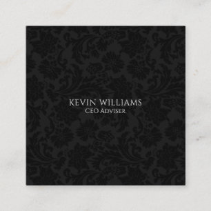 Elegant Black Vintage Damasks Pattern Square Business Card