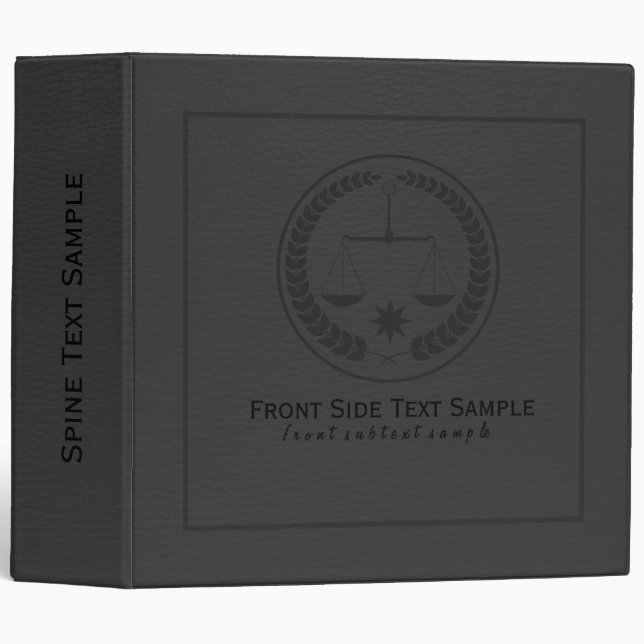Elegant Black Vintage Faux Leather Law Seal Binder (Front/Spine)