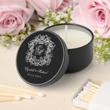 Elegant Black Vintage Wedding Monogram Crest