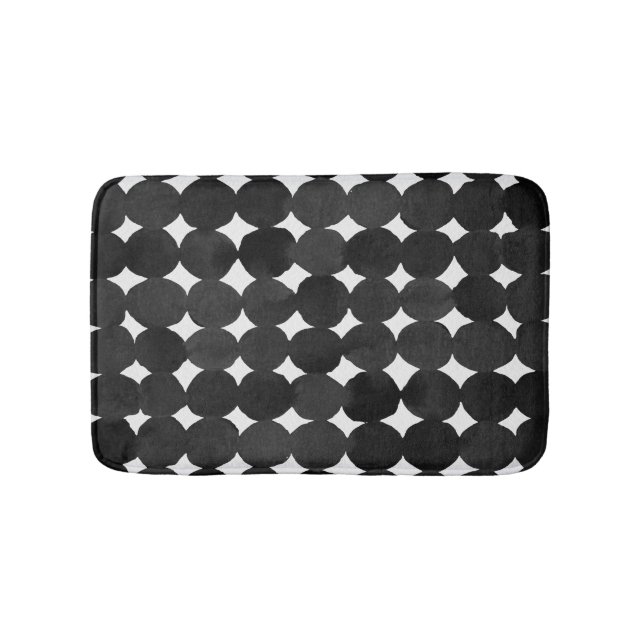 Elegant black watercolor dots bath mat (Front)
