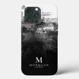 Elegant Black Watercolor Monogram iPhone 13 Pro Case