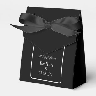 Elegant Black Wedding Favour Boxes with Bow