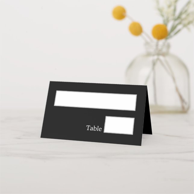 Elegant Black Wedding Folded Place Card (Front)