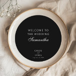 Elegant Black Wedding Guest Names Place Card<br><div class="desc">Elegant Solid Black Classic Wedding Guest Place Card Menu double printed with personalized guest name on the front and menu on the back. Please note that you need to customize each card with the name you want,  there is no possibility to upload a list of names.</div>