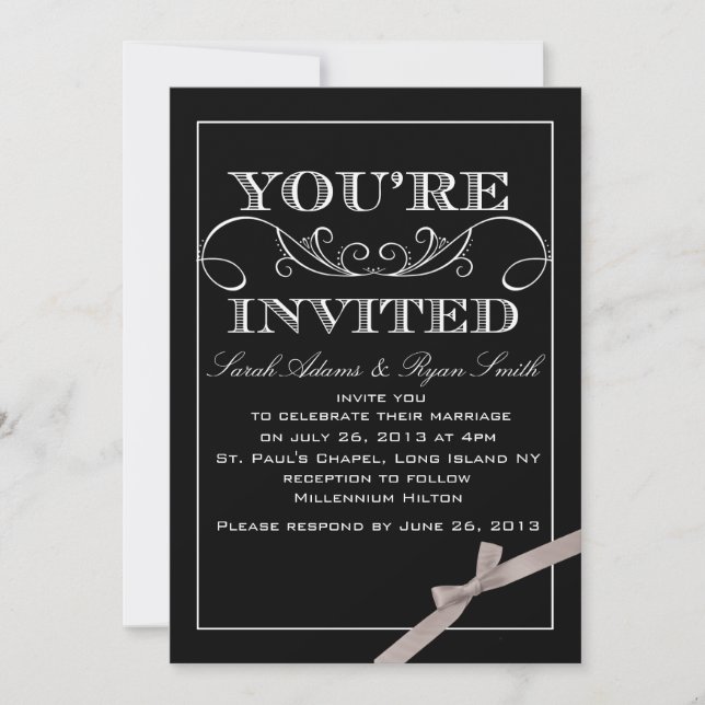 Elegant Black Wedding Invitation (Front)
