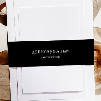 Elegant Black Wedding Invitation Belly Band