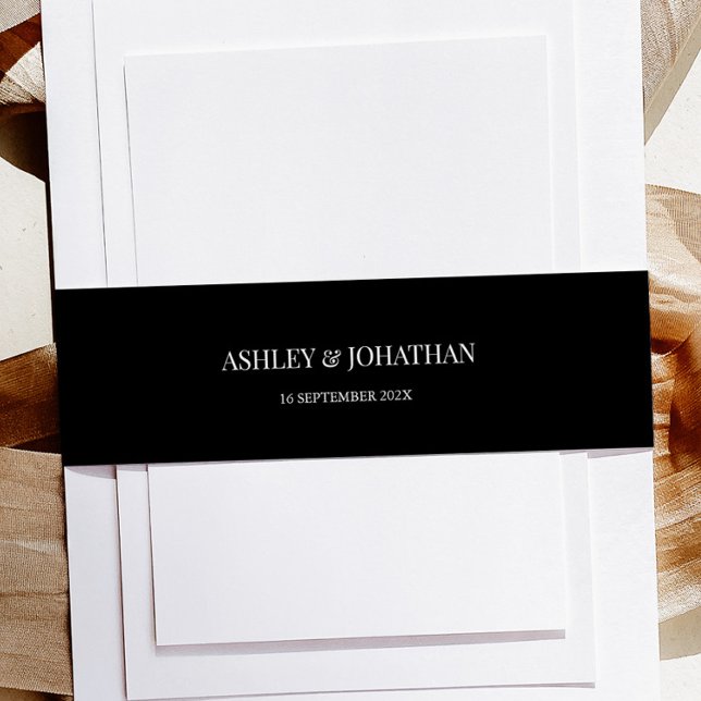 Elegant Black Wedding Invitation Belly Band (Creator Uploaded)