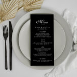 elegant black wedding menu card<br><div class="desc">simple black and white design. The colour and text can be personalized.</div>