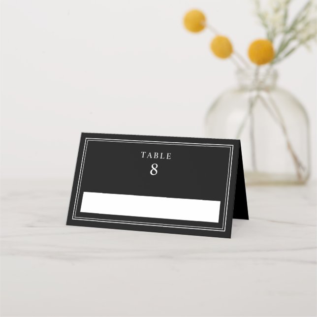 Elegant Black Wedding Place Card (Front)